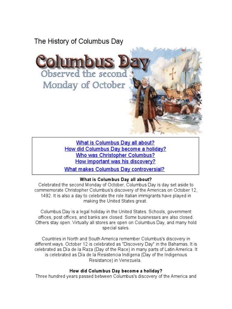 The History of Columbus Day Christopher Columbus Politics
