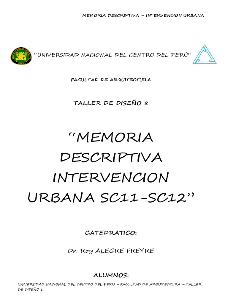 Memoria Descriptiva Taller 8  Calle  Diseño