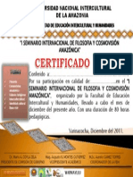 Certificado Seminario Interculturalidad Proyeccion