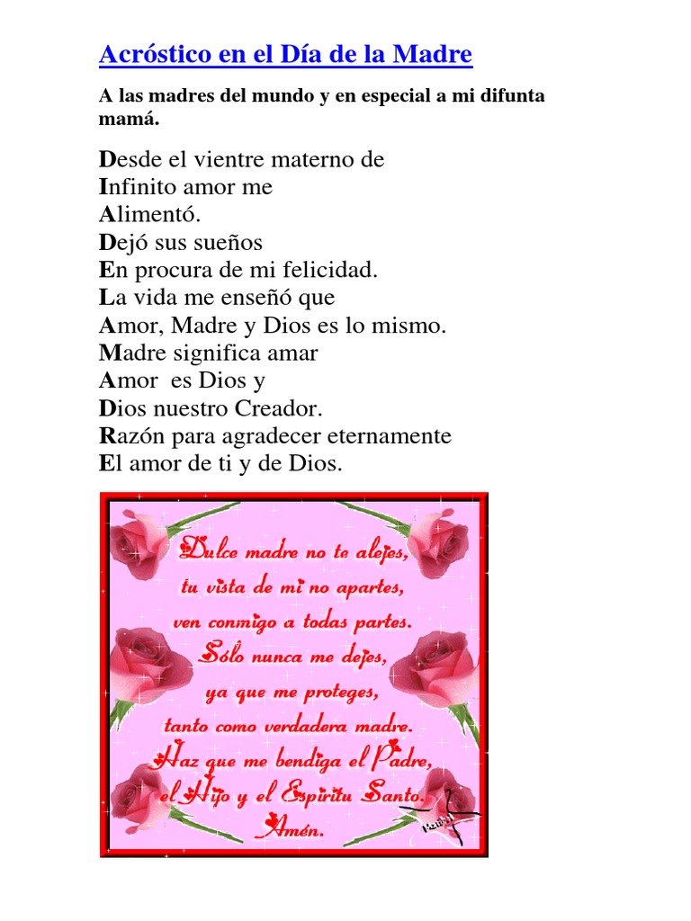 Acróstico en El Día de La Madre PDF Religión y creencia