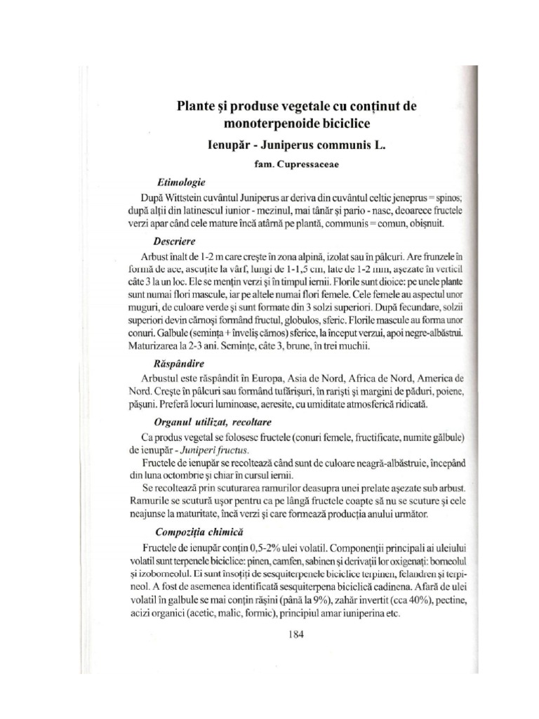 11.plante Si Produse Vegetale Cu Continut de Monoterpenoide Biciclice | PDF
