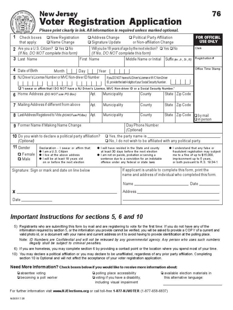 New Jersey Voter Registration Guide | PDF | Voter Registration ...