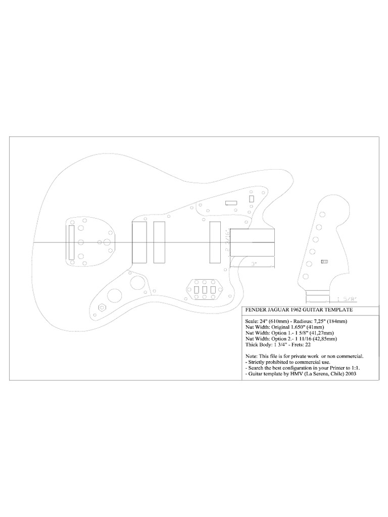 Guitar Plan Fender Jaguar Template PDF Irish Musical Instruments