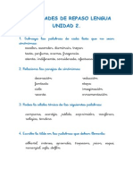 Actividades de Repaso Lengua Unidad 2 PDF
