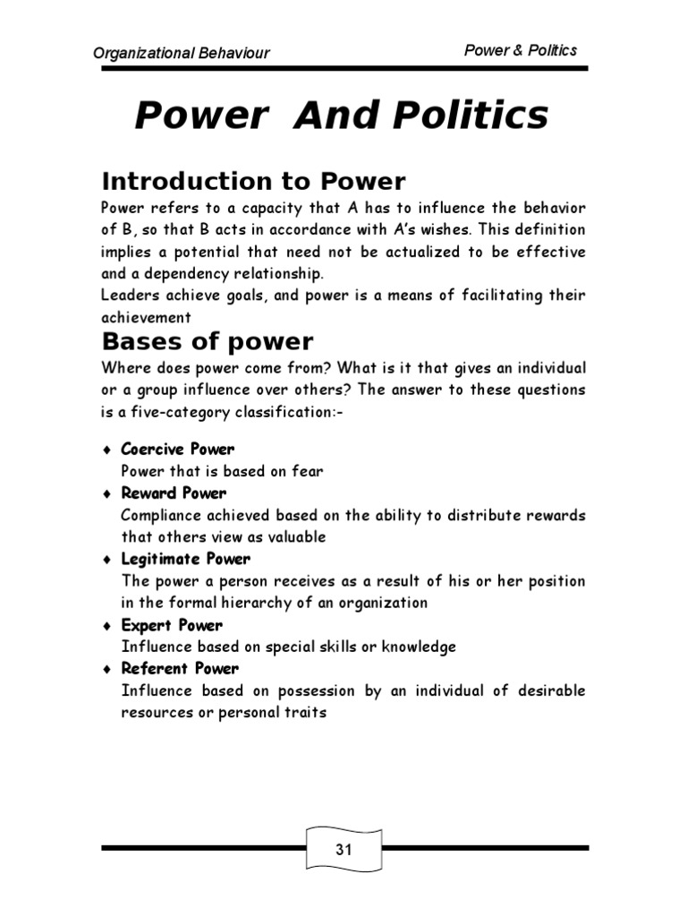 power in politics essay