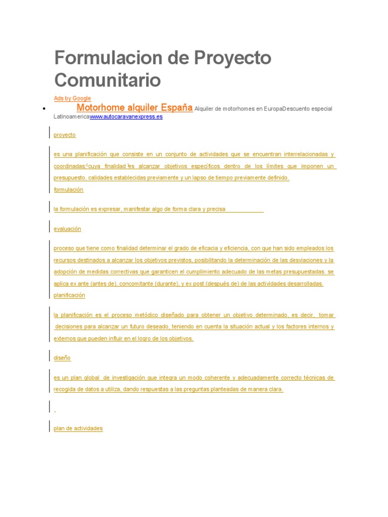 Guía para la Formulación de Proyectos Comunitarios | PDF ...