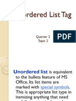 Unordered List Tag