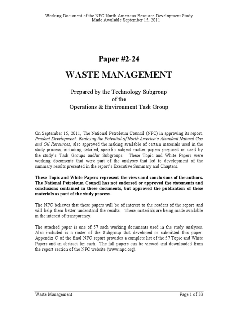 224 Waste Management Paper Oil Well Waste Management Prueba