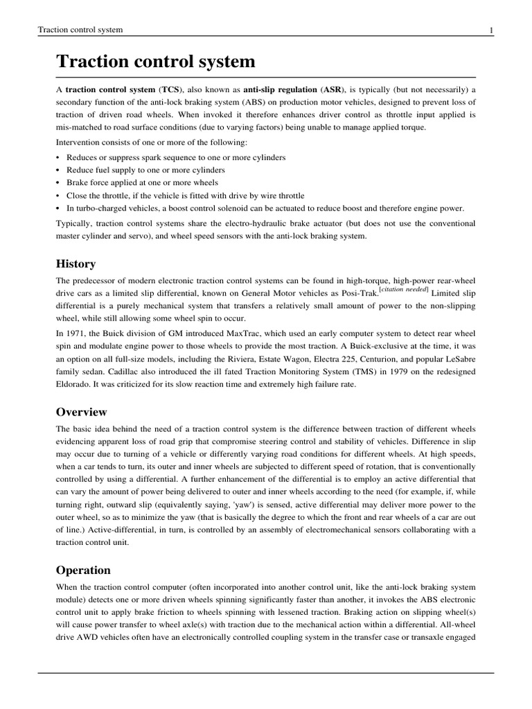 Traction Control System PDF Vehicles Vehicle Parts