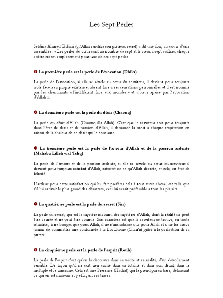 Les Sept Perles Religions Et Croyances