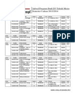 Jadwal Program Studi D3 Teknik Mesin Reguler