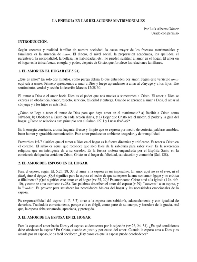 Amor y responsabilidades en el hogar | PDF | Matrimonio | Amor