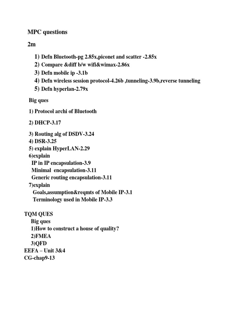 MPC Questions 2m 1) 2) 3) 4) 5) | PDF | Teaching Methods & Materials ...