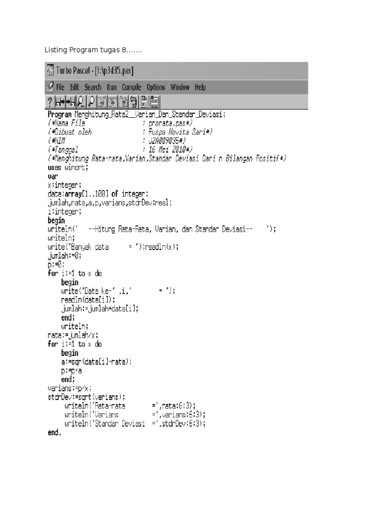 Listing Program Tugas 8 | PDF