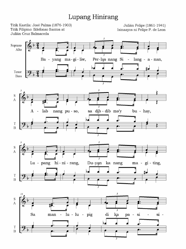 LUPANG HINIRANG SATB PDF