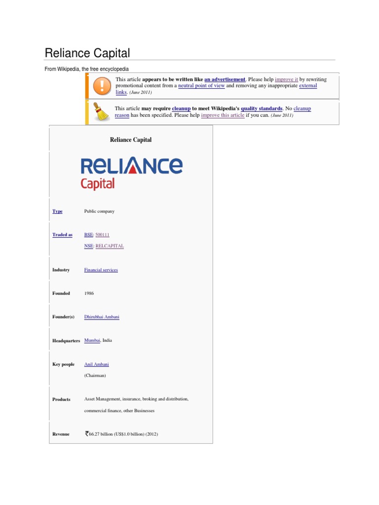 Reliance Capital Board Of Directors Internal Audit