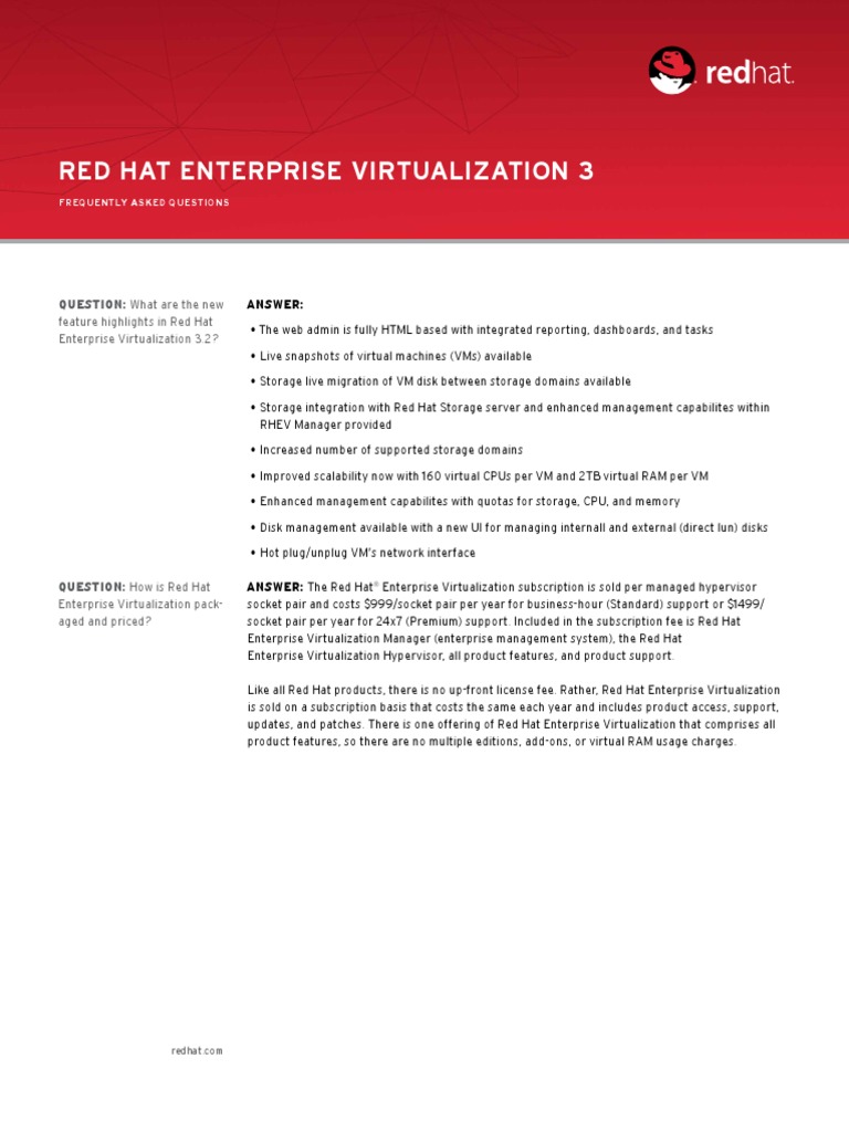 Red Hat Enterprise Virtualization 3 Frequently Asked Questions PDF