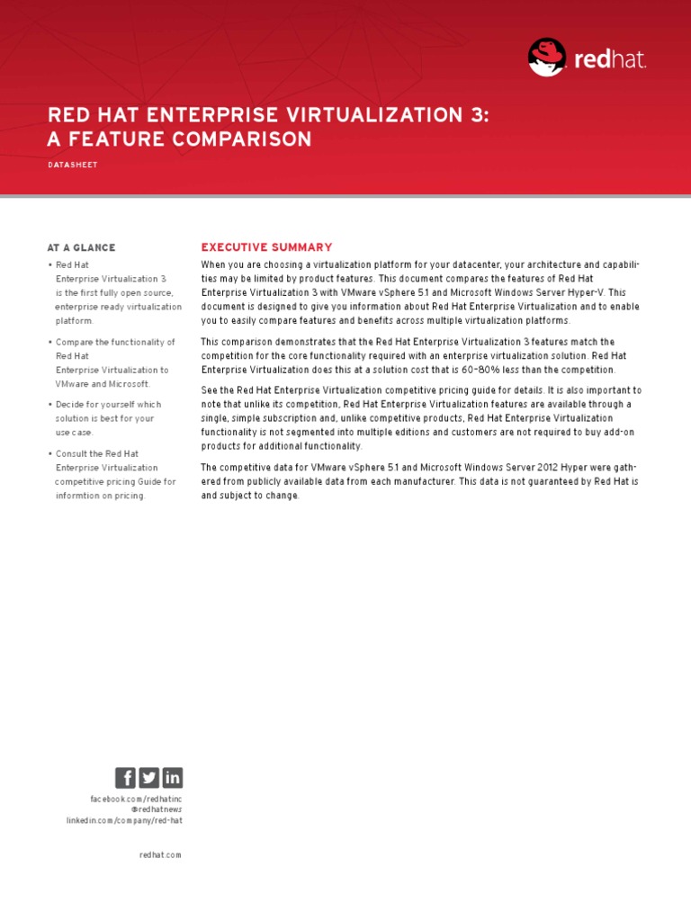 Red Hat Enterprise Virtualization 3 A Feature Comparison | PDF ...
