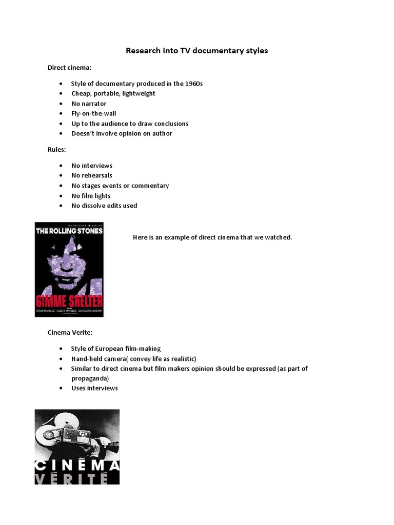 TV Documentary Styles Explained | PDF | Home & Garden | Lifestyle