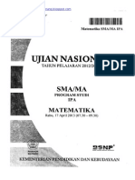 Naskah Soal UN Matematika IPA SMA 2013 Paket 1 PDF