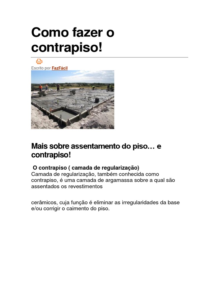 Execução e Características do Contrapiso | PDF | Argamassa (alvenaria ...