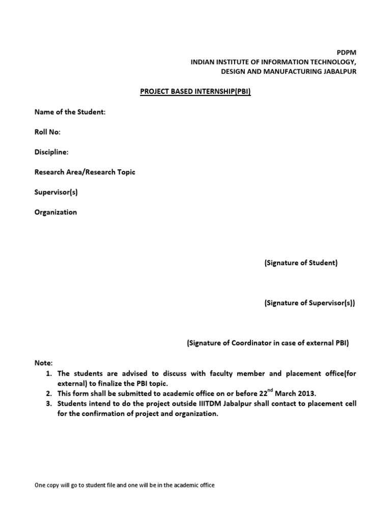 Project Based Internship Form | PDF | Career & Growth