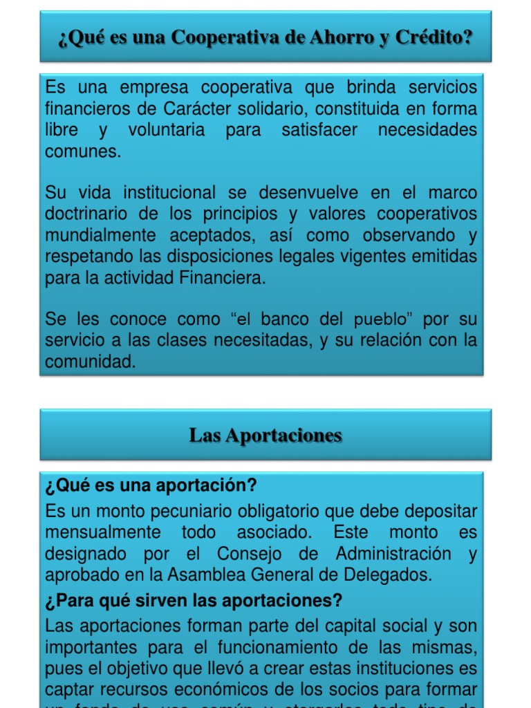 Cooperativa de Ahorro y Crédito: Conceptos Clave | PDF | Cooperativa ...