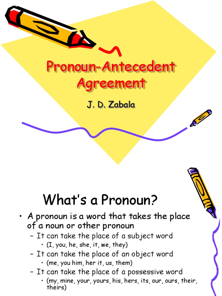 Pronoun Antecedent Agreement Pronoun Grammatical Number