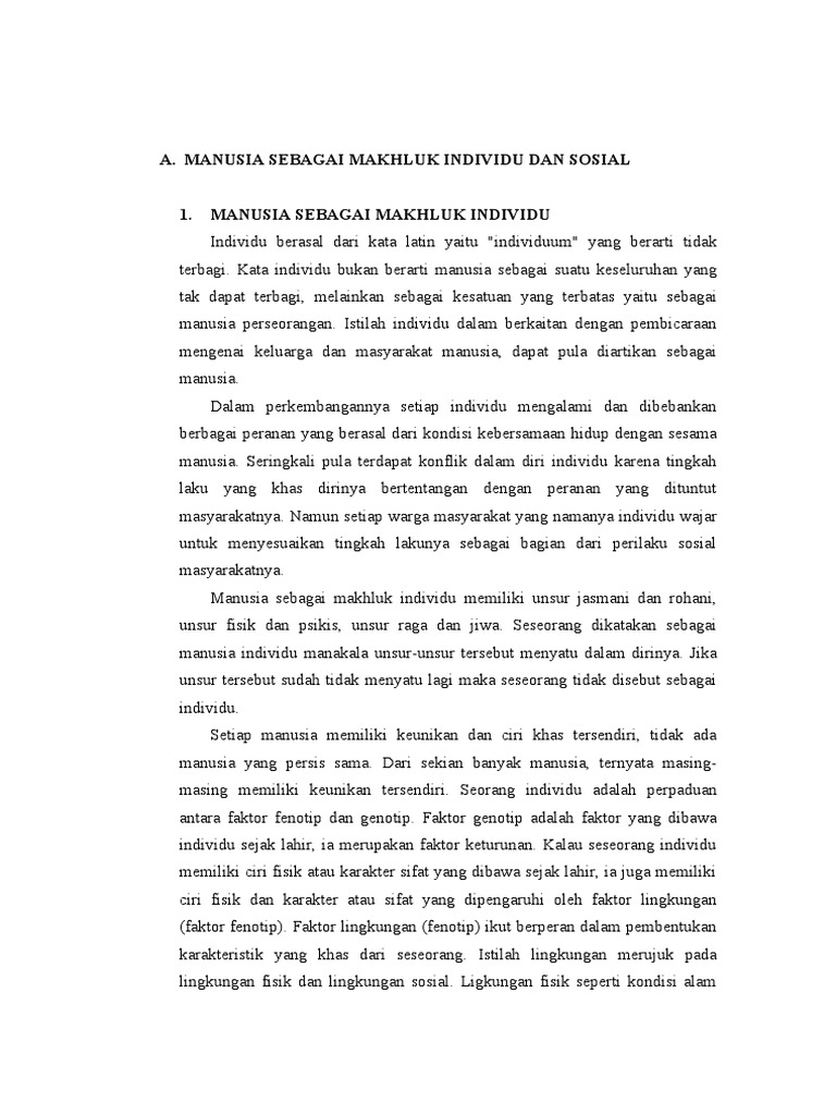 Manusia Sebagai Makhluk Individu Dan Sosial