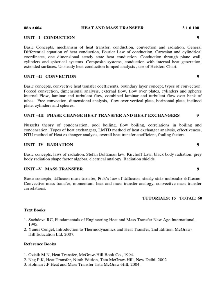 Heat and Mass Transfer Course Guide | PDF | Mass Transfer | Heat