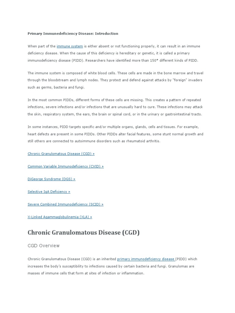 Primary Immune Deficiency | PDF | Immunodeficiency | Infection