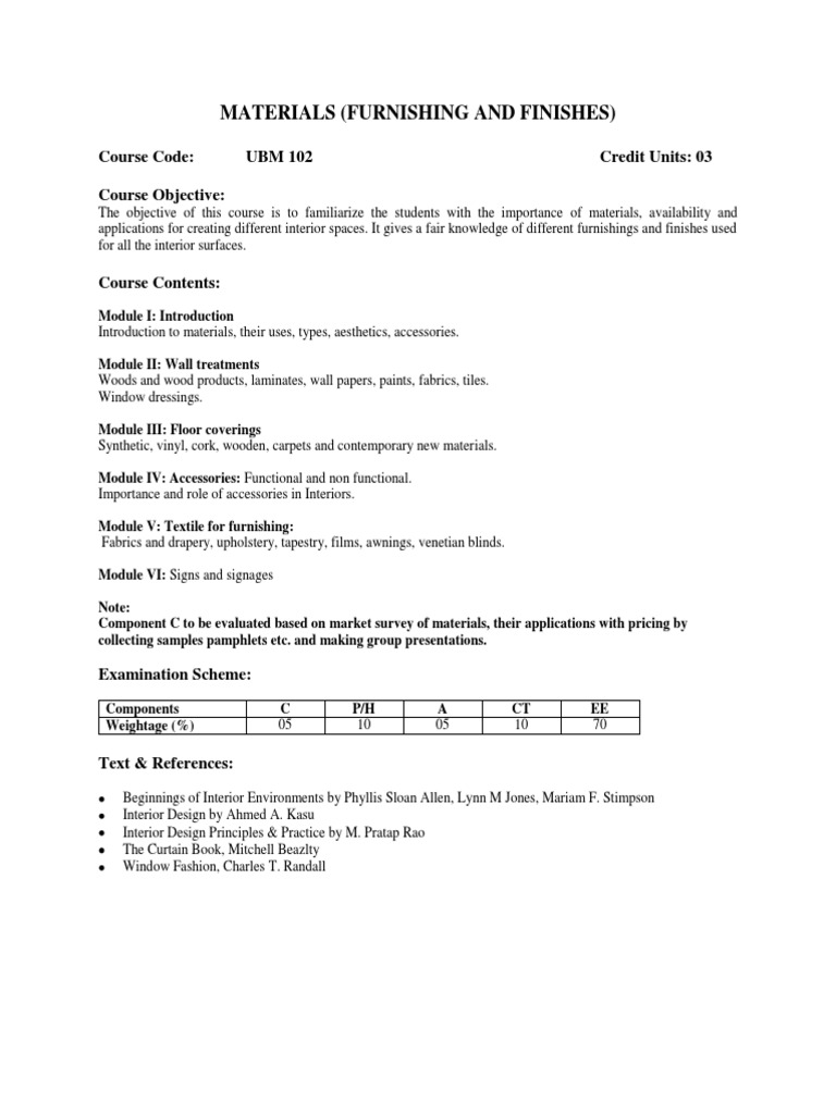Materials (Furnishing and Finishes) | PDF | Art | Technology & Engineering