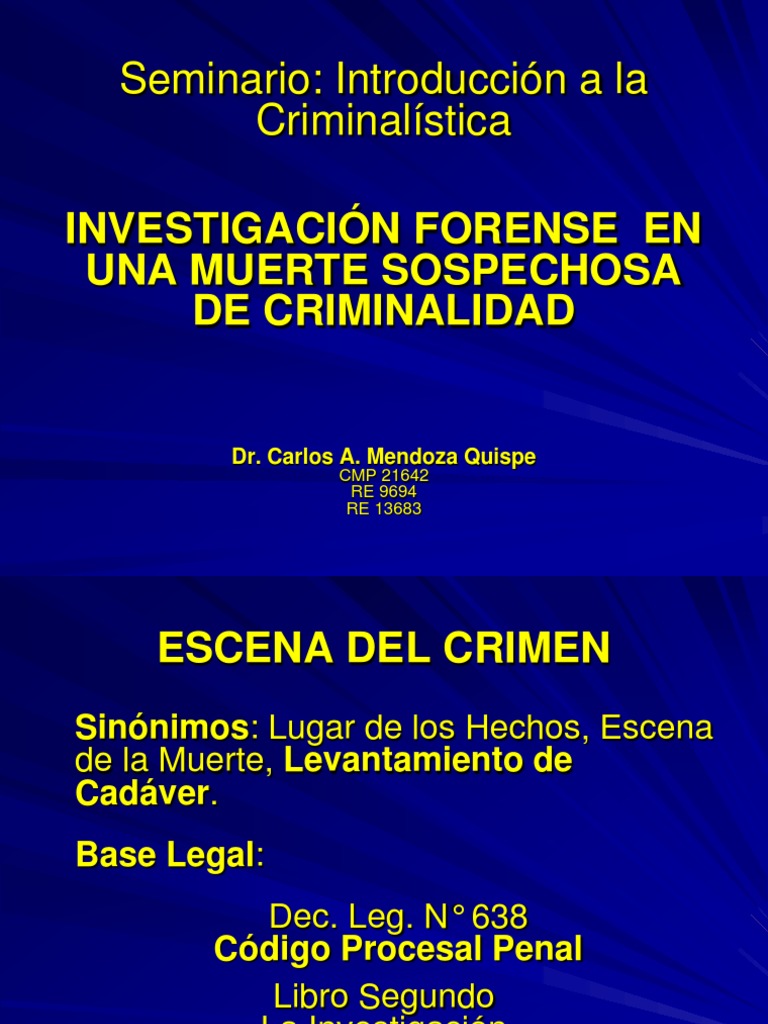Investigacion Forense en Muerte A Por Homicidios | PDF