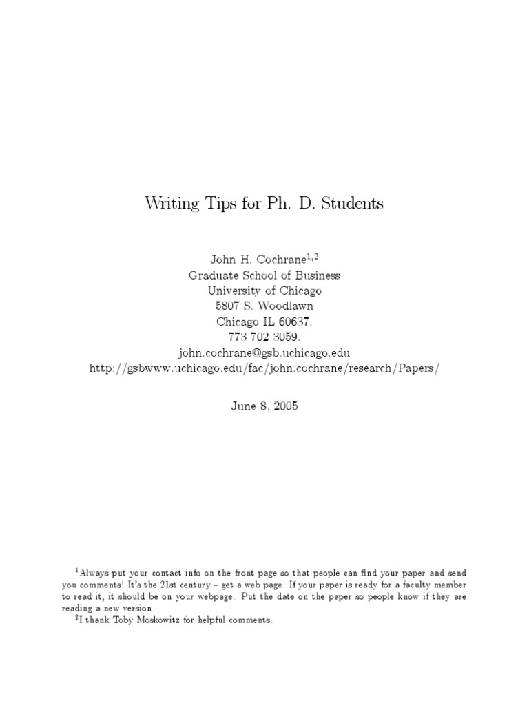 writing format for phd