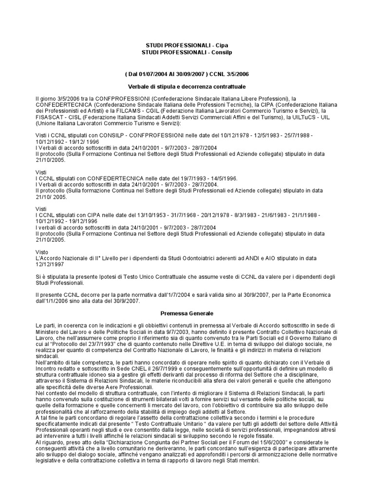 CCNL Studi ProfessionaliConsilp PDF