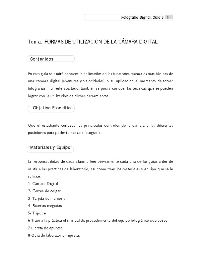 Tema 3 Formas de Utilizacion de La Camara Digital | PDF | Balance de ...