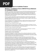 Privacy Information For Installation Features Windows 7 and Windows Server 2008 R2 Privacy Statement For Installation Features