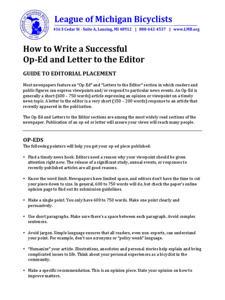 How to Write a Successful Letter to the Editor / OpEd Letter To The