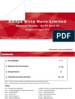 Stock Code: Bse: 500303 Nse: Abirlanuvo Reuters: Abrl - Bo / Abrl - Ns / Iryn - Lu Bloomberg: Abnl Ib / Abnl in / Irig LX