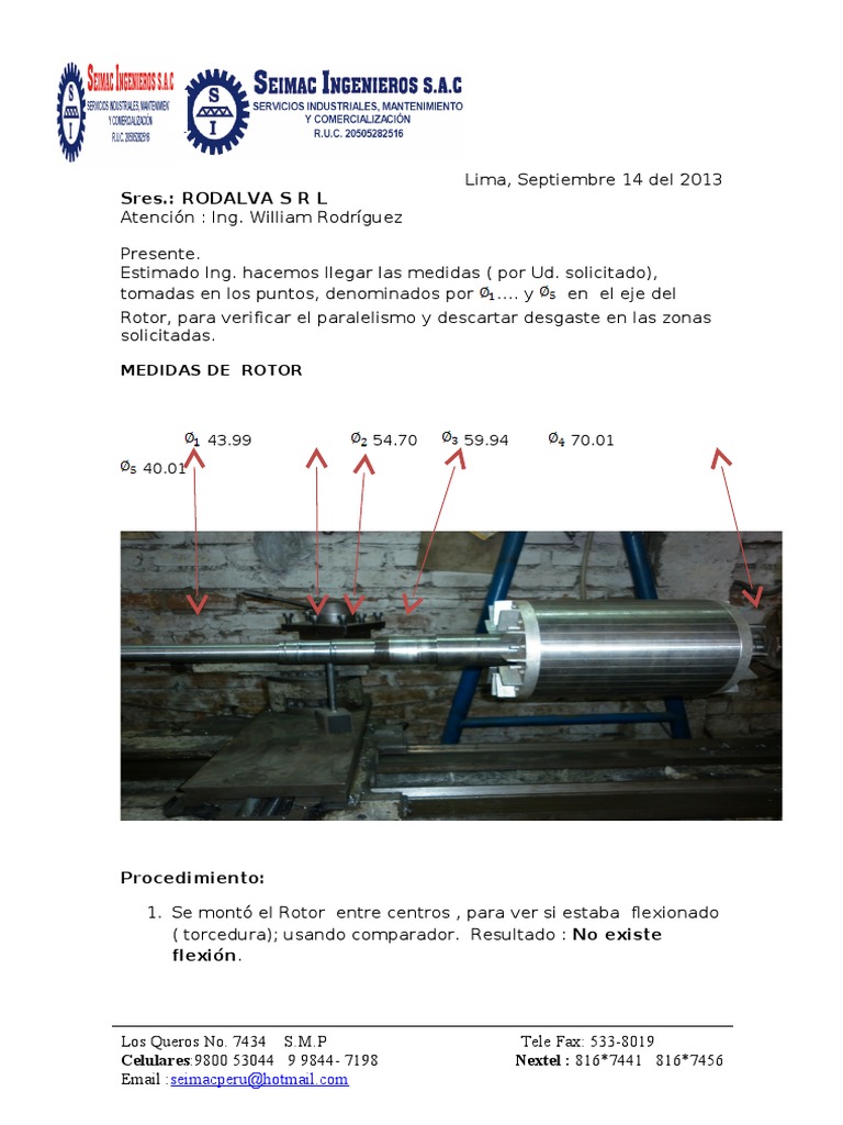Medidas y Verificación de Rotor S.R.L. | PDF | Tecnología