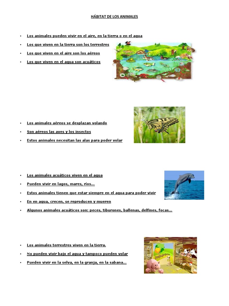 Hábitats de los Animales: Aire, Tierra y Agua | PDF | Hogar, jardinería ...