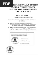 South Australian Public Sector Wages Parity Enterprise Agreement Salaried 2012 - Consolidated