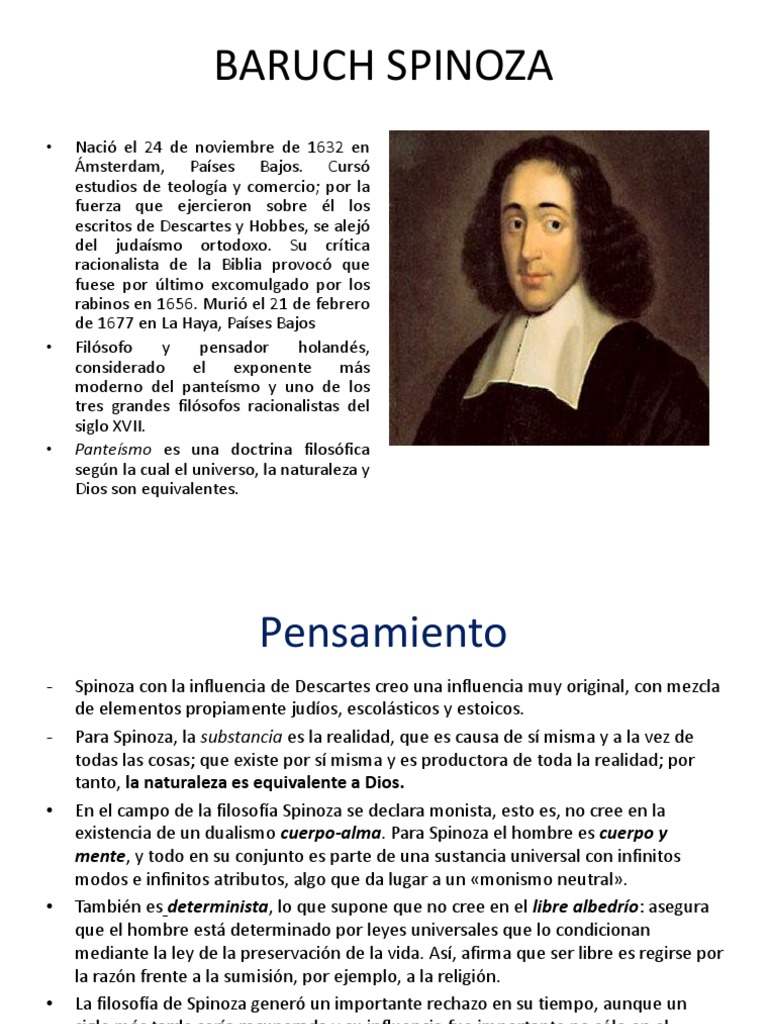Baruch Spinoza: Filosofía y Pensamiento | PDF | Baruch Spinoza ...