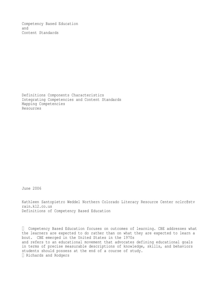 Competency-Based Education Overview | PDF | Competence (Human Resources ...