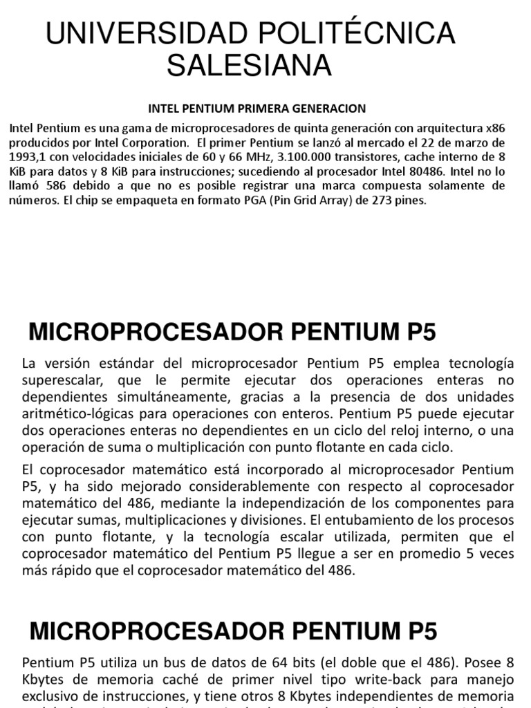 Microprocesador Intel Pentium P5 | PDF | Microprocesador | Unidad ...
