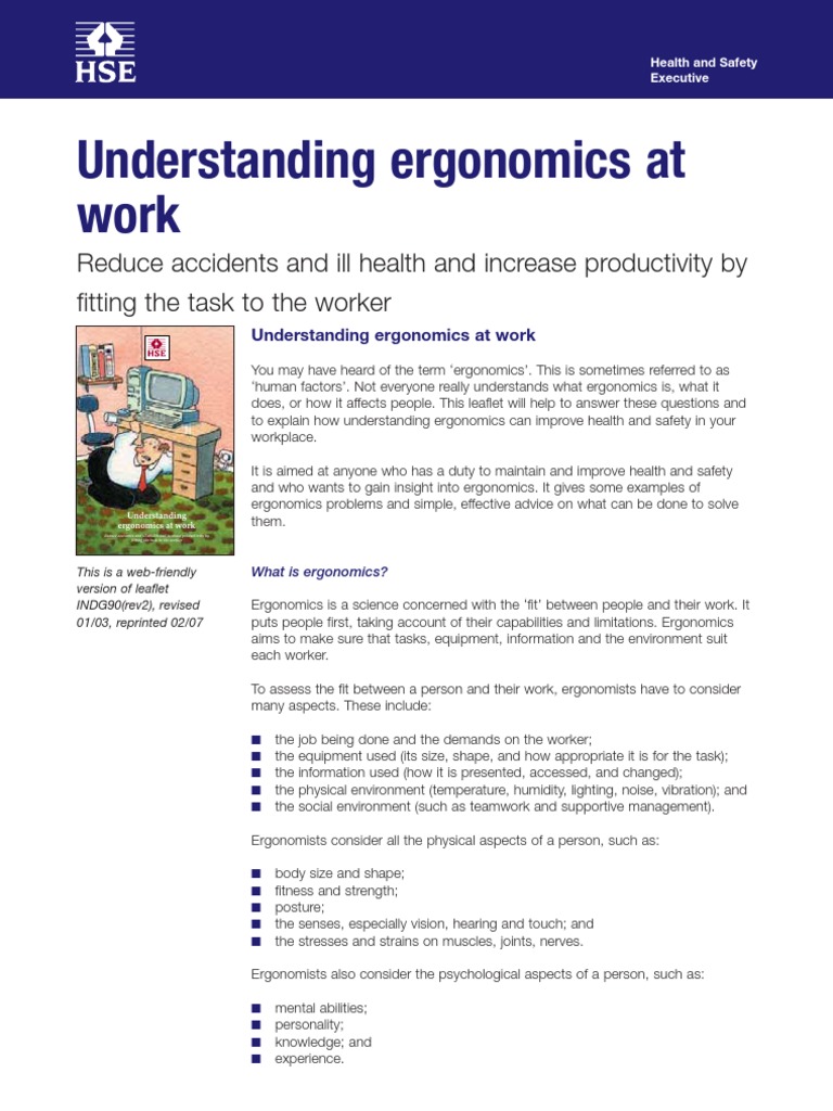 Understanding Ergonomics at Work | PDF | Human Factors And Ergonomics ...