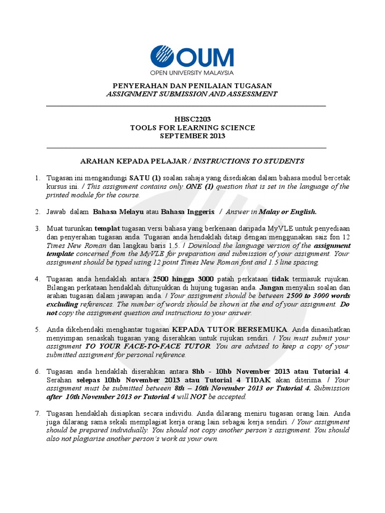 Assignment Submission Guidelines for HBSC2203 | PDF