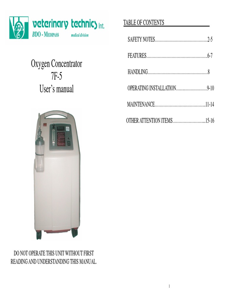 Yuwell 7F-5 Oxygen Concentrator Manual | PDF | Medical Prescription ...
