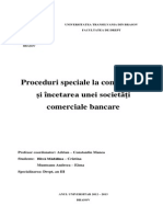 Proceduri speciale la constituirea şi încetarea unei societăţi comerciale bancare FINAL