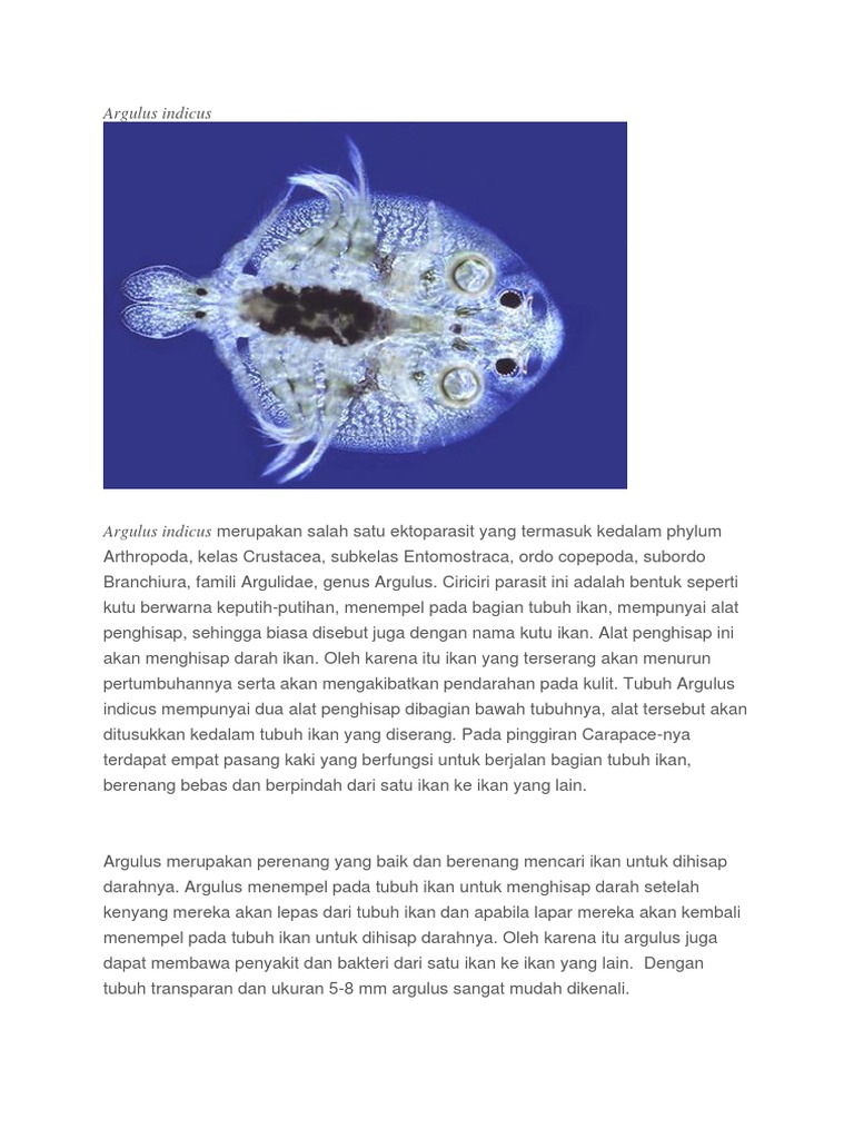Siklus Hidup Argulus Indicus pada Ikan | PDF | Sains & Matematika